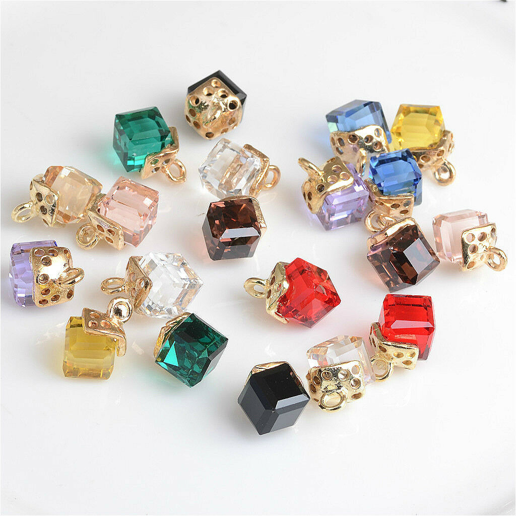 20pcs Alloy Cube Crystal Charms Pendants Jewelry Making Findings Accessories
