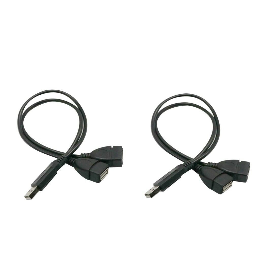 2pcs USB 2.0 1 to 2 Data Charge Extension Y Splitter Cord Converter Cable