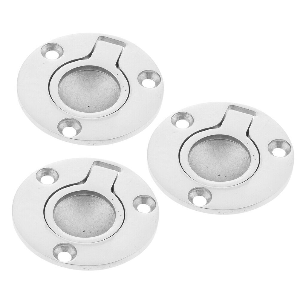 3Pcs Boat 316 Stainless Steel Flush Lift Ring / Hatch Pull Handle 50mm 2"