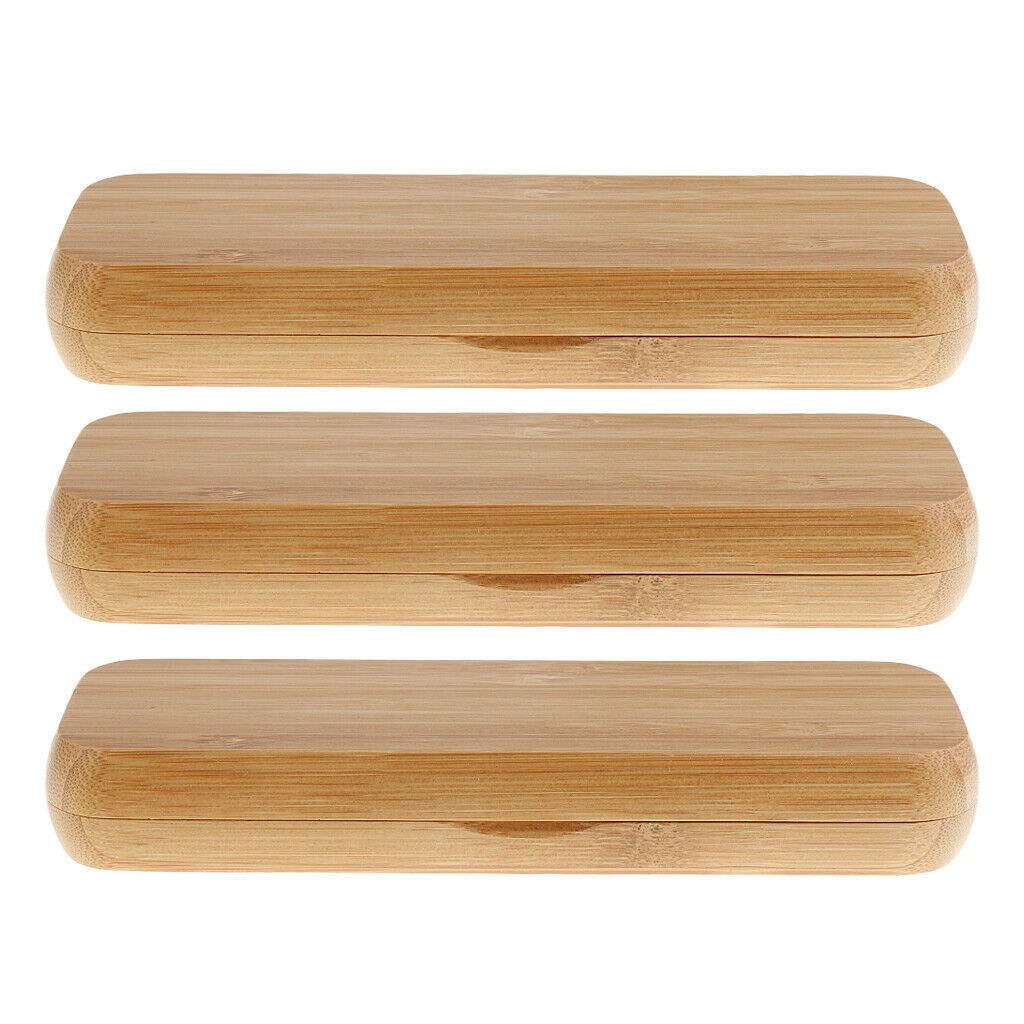 3pcs Bamboo Fountain Pen Display Box Case Container Gift Craft Decor Beige
