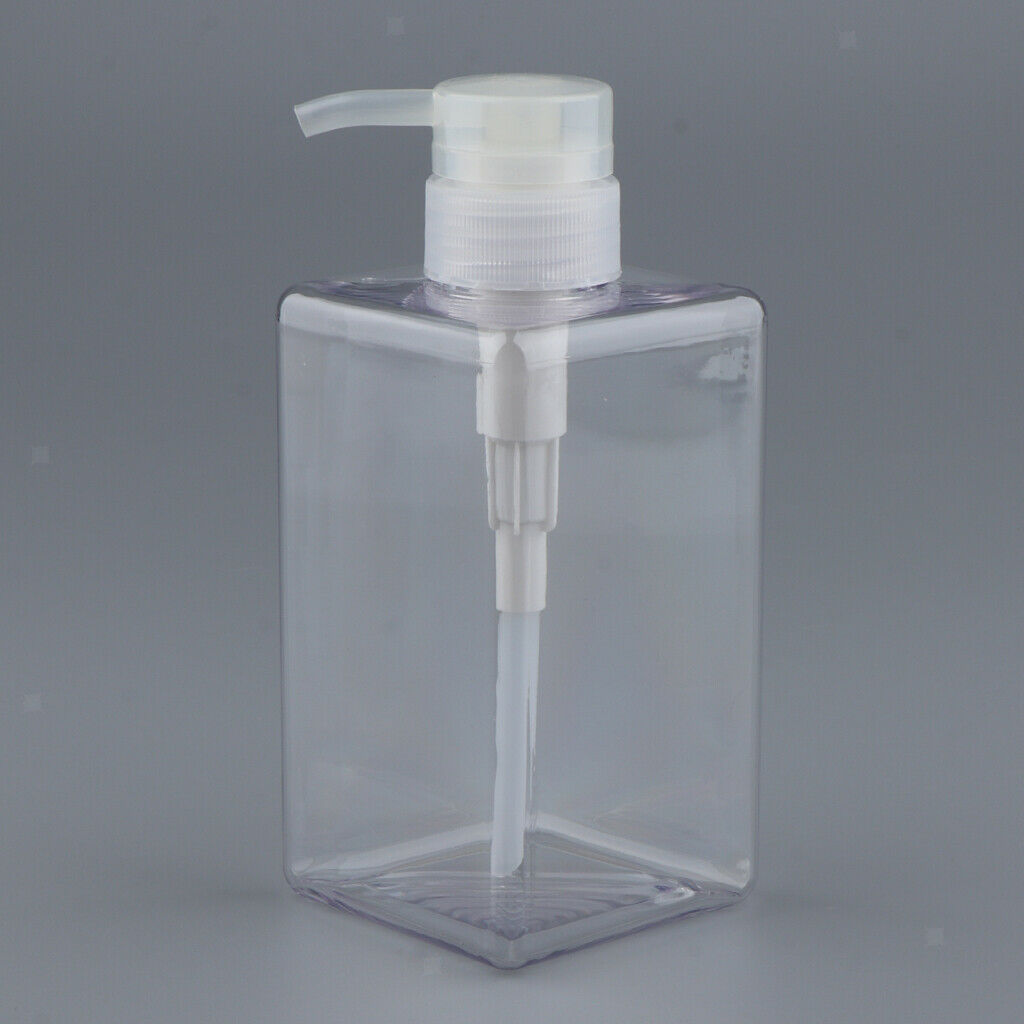 Empty Shampoo Conditioner Pump Bottle Refillable Container 450ml Clear 2pcs
