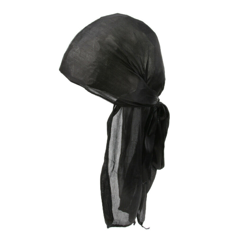 Mens Silky Durag Headscarf Muslim Bandana Turban Chemo   Headwear - Black