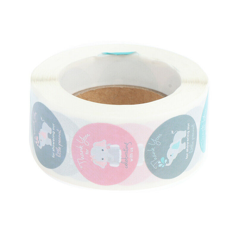 500pcs/roll round elephant thank you stickers scrapbooking for package la.l8