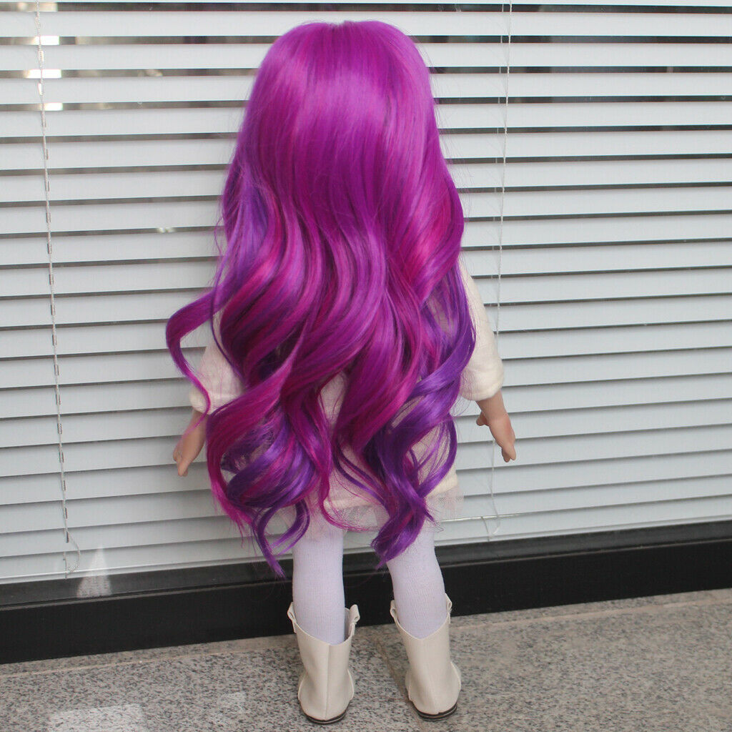 Fashion 32cm Fuchsia Curly Wig DIY Making Repair Hairpiece for 18” American