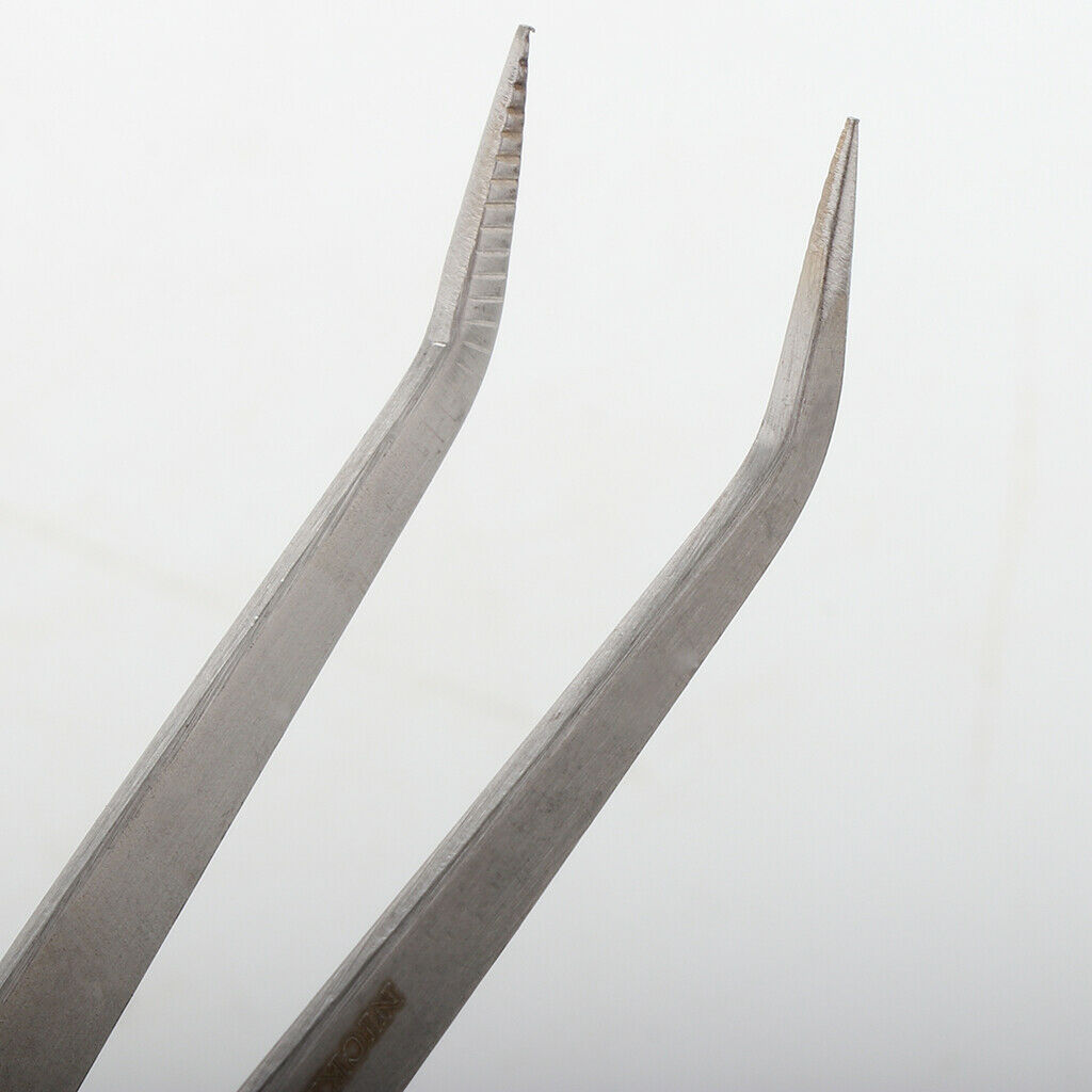 Stainless Steel Soldering Bouncing Self Clip Welding Fixed Tweezer Curved