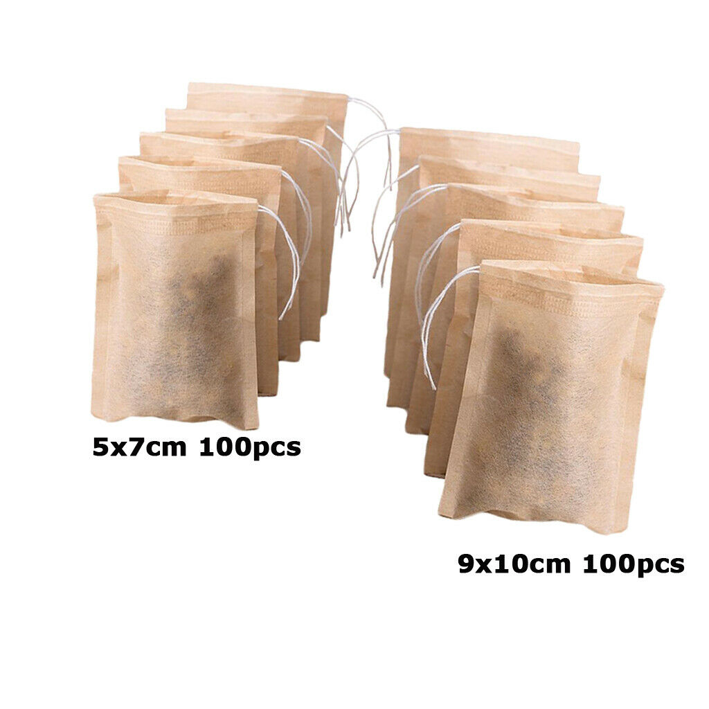 200Pcs Empty Teabags Tea Filter Bags Disposable Tea Infuser Drawstring for Loose