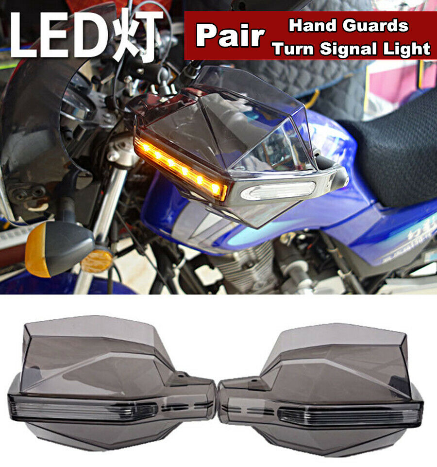 Motorcycle Smoke Hand Guards Motocross Dirtbike Handguards Handlebar Guards+ LED