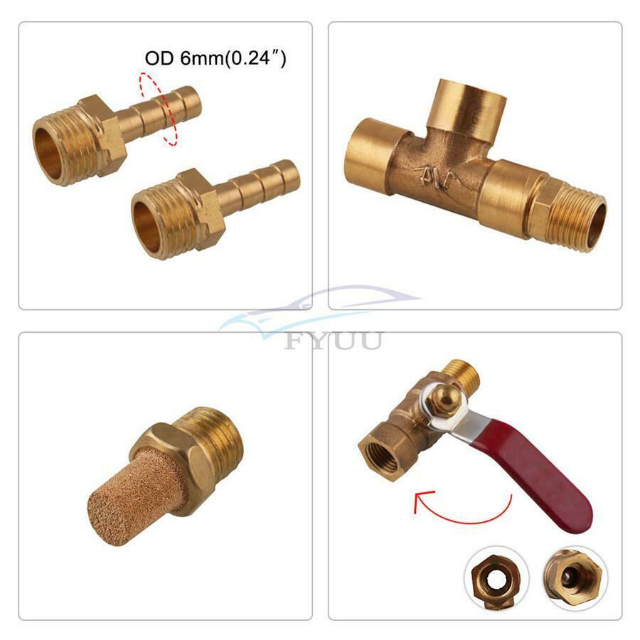 1× Engine Oil Separator Air Filter Drain Valve 6MM Hose Adapter Set For Most Car