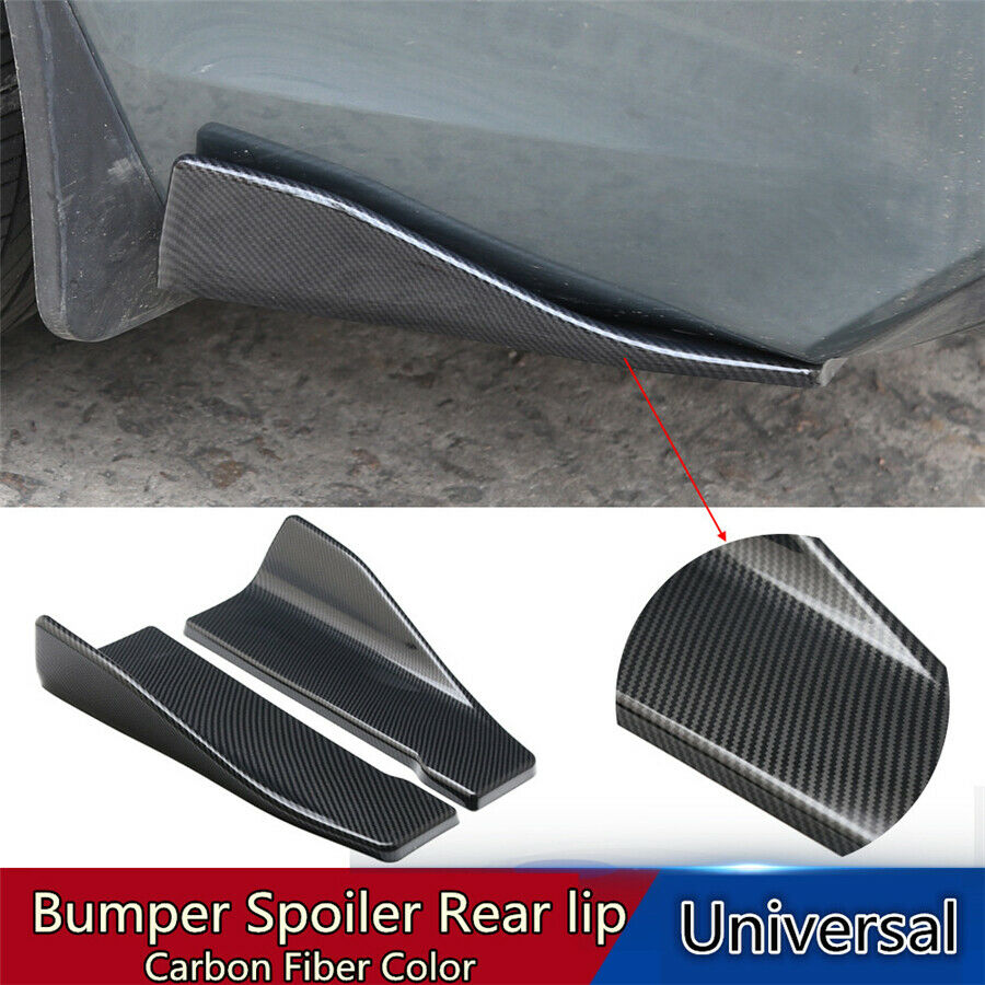 2 Pcs Car Side Skirt Rocker Splitters Diffuser Winglet Wings Bumper Carbon Fiber