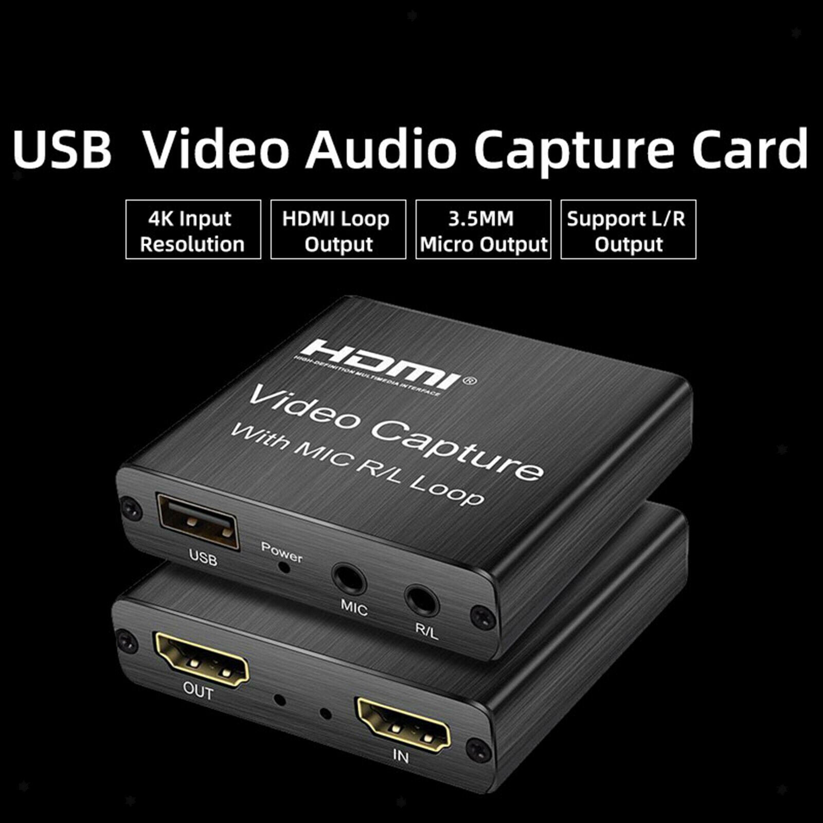 Video Recording Adapter 1080P with Mic R/L Loop USB Game Grabber Recorder