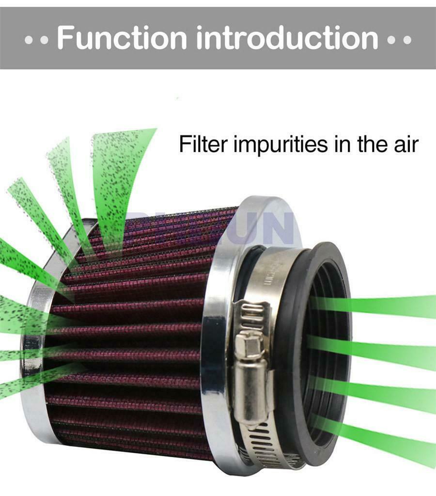 2pcs 55mm Red Motorcycle Scooter Air Filter High Flow Air Pods Cleaner Universal