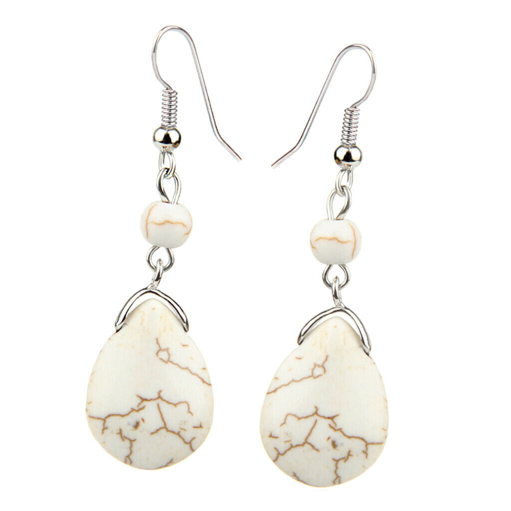 Temperament Texture Turquoise Earrings Bridal Dangle Drop Ear Rings White
