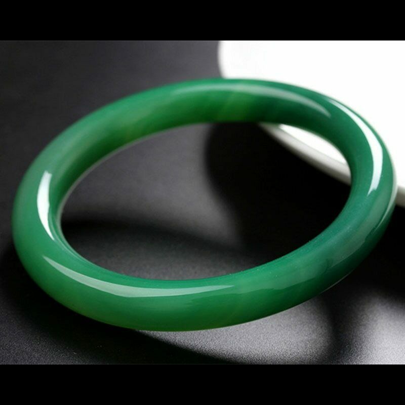 100% real green agate jade bracelet Hand-Carved Bangles Lady Party Gift 58-62mm