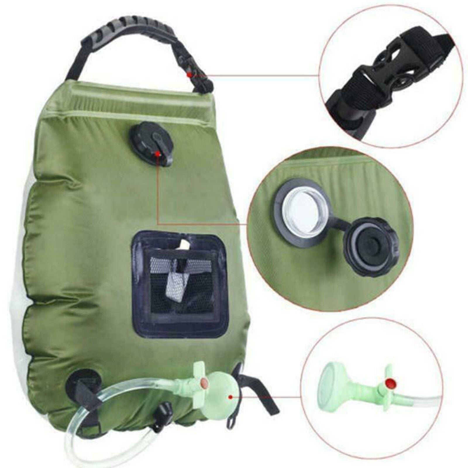 20L Solar Camping Shower Bag Outdoor Travel Portable Heated Water Storage Pipe