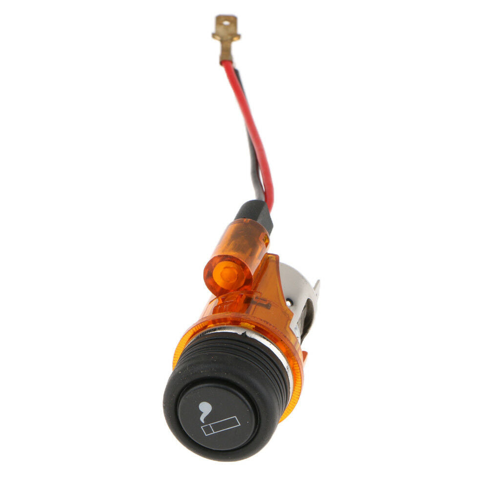 12V Car Cigarette Lighter Socket Plug Outlet Assembly Flash Light Orange