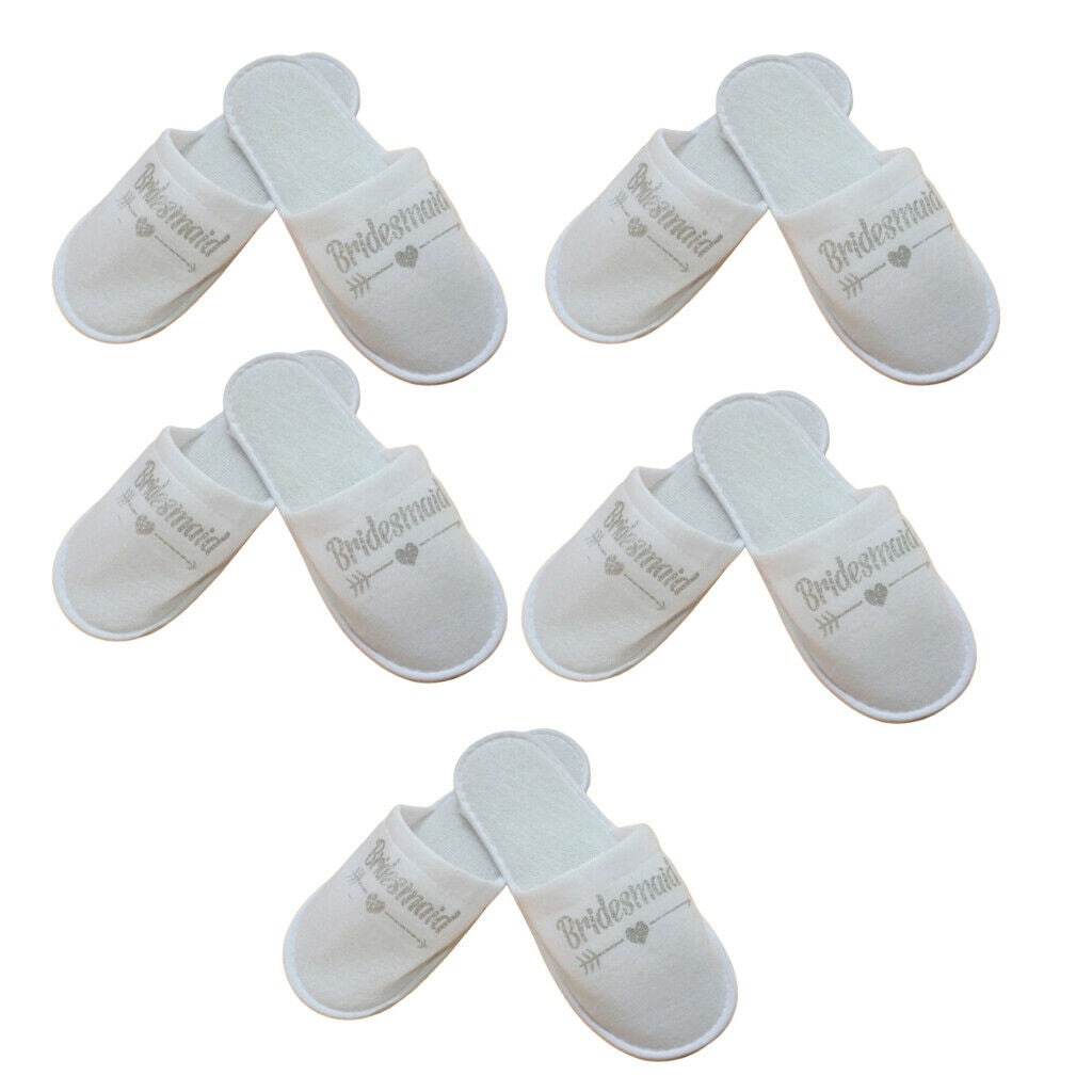 5 Pair Bridal Wedding Soft Bridesmaid Closed Toe Disposable Home Slippers