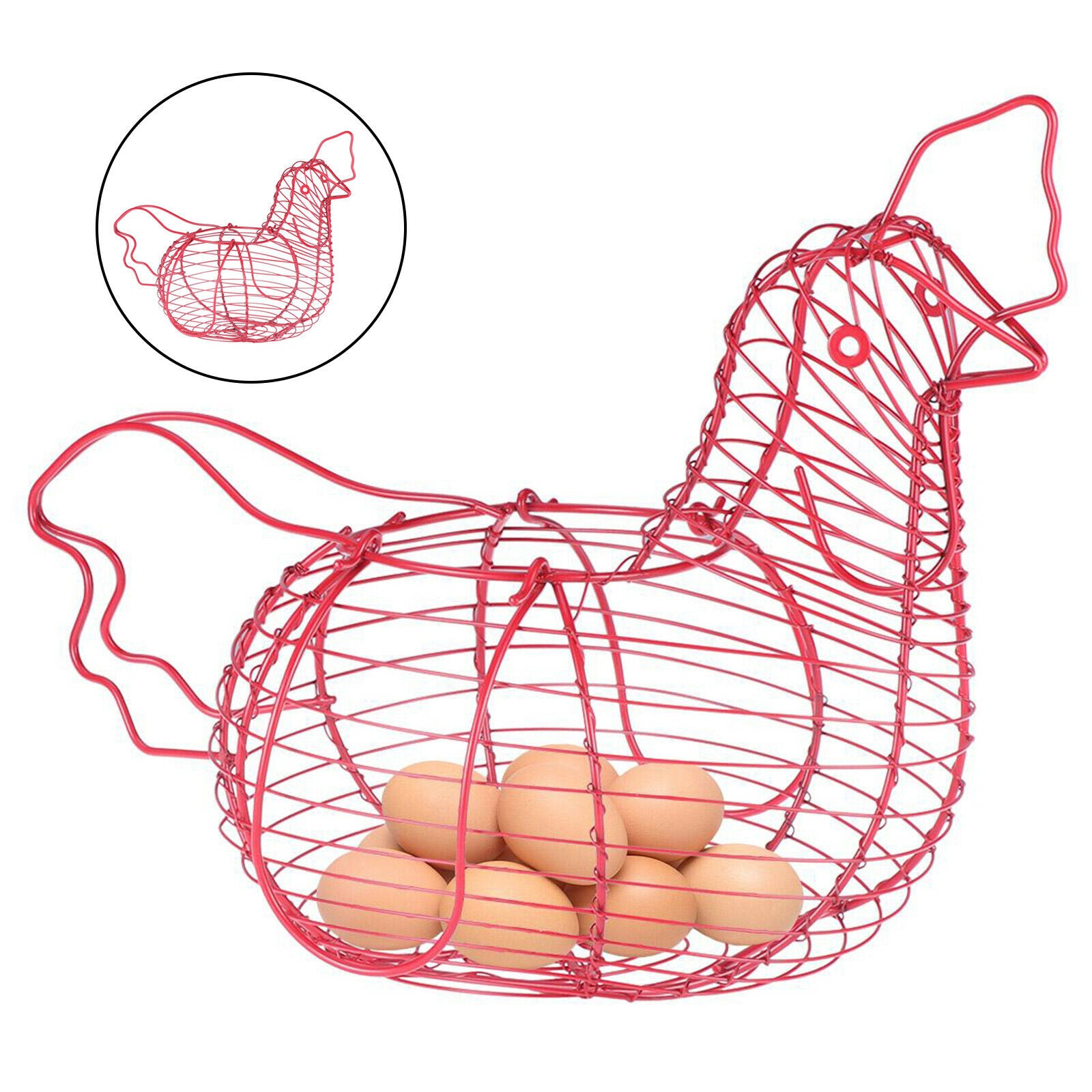 Rustic Egg Basket Wired Egg Basket Wire Holder with Handles for Kitchen