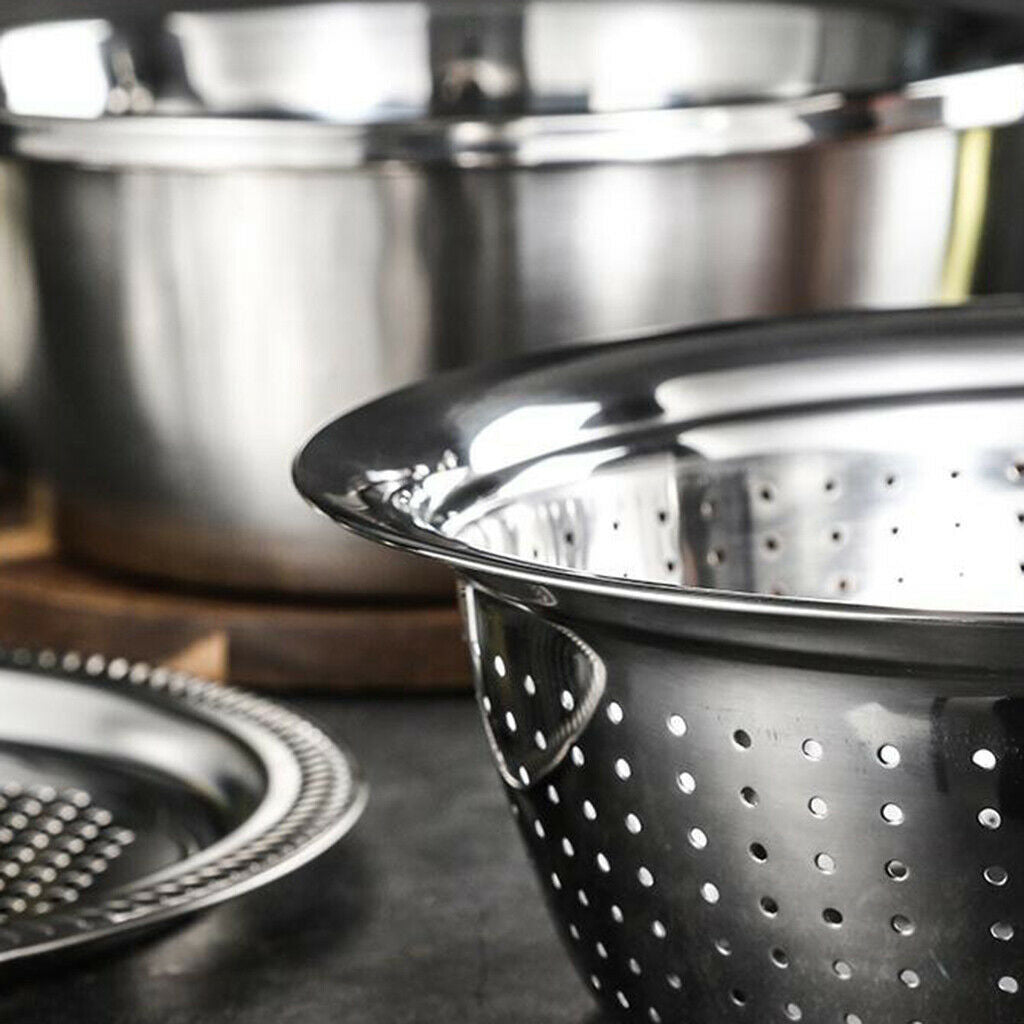 Kitchen Colander Strainer Shredding Cleaning Salad Mixing Bowl w/ Grater