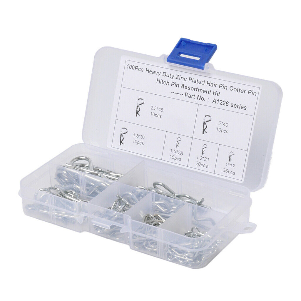 100Pcs Industrial R Pins Mechanical Hitch Hair Pin Tractor Clip Assortment