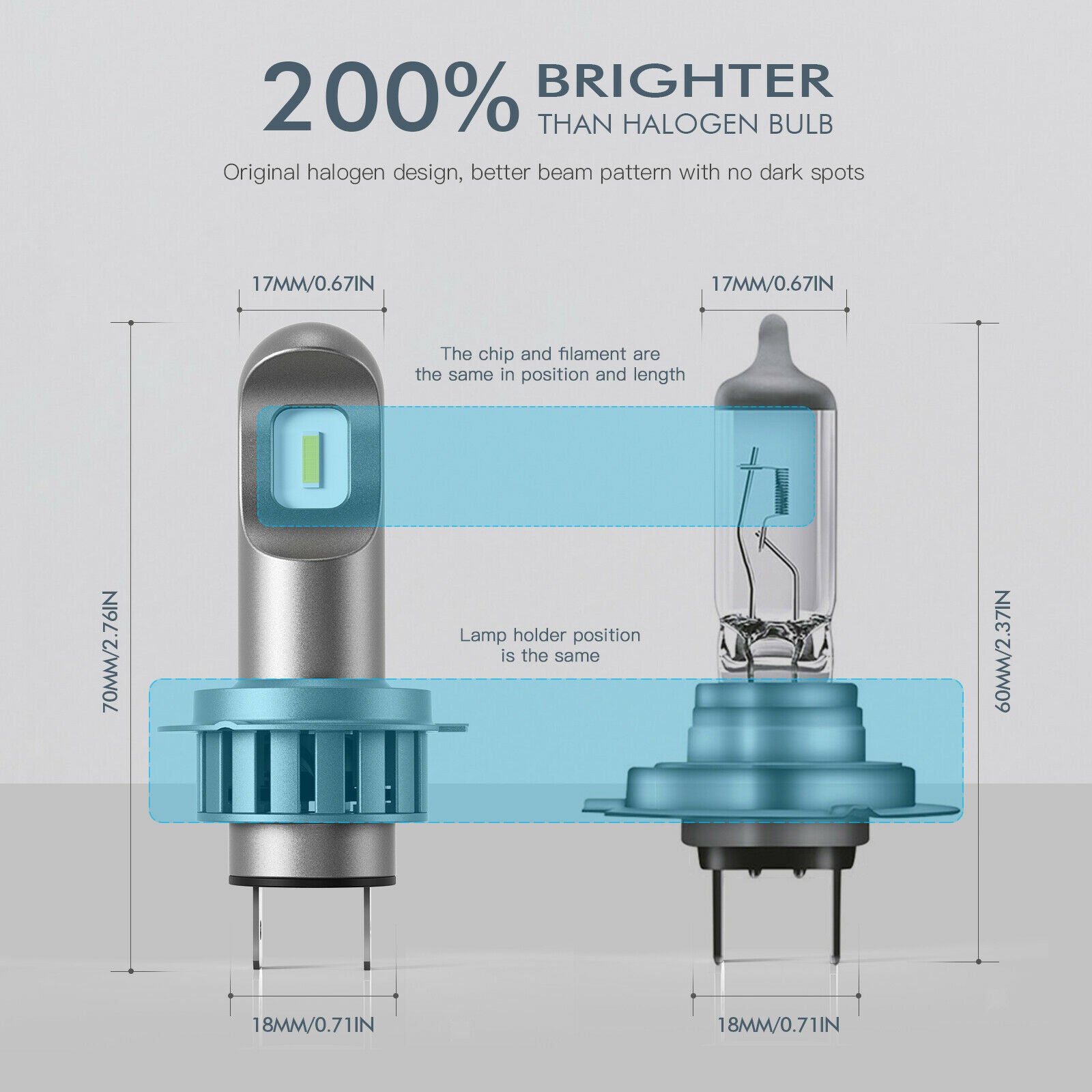 1 Pair Universal H7 LED Bulb Headlights 10000LM for Automobiles! Vehicle
