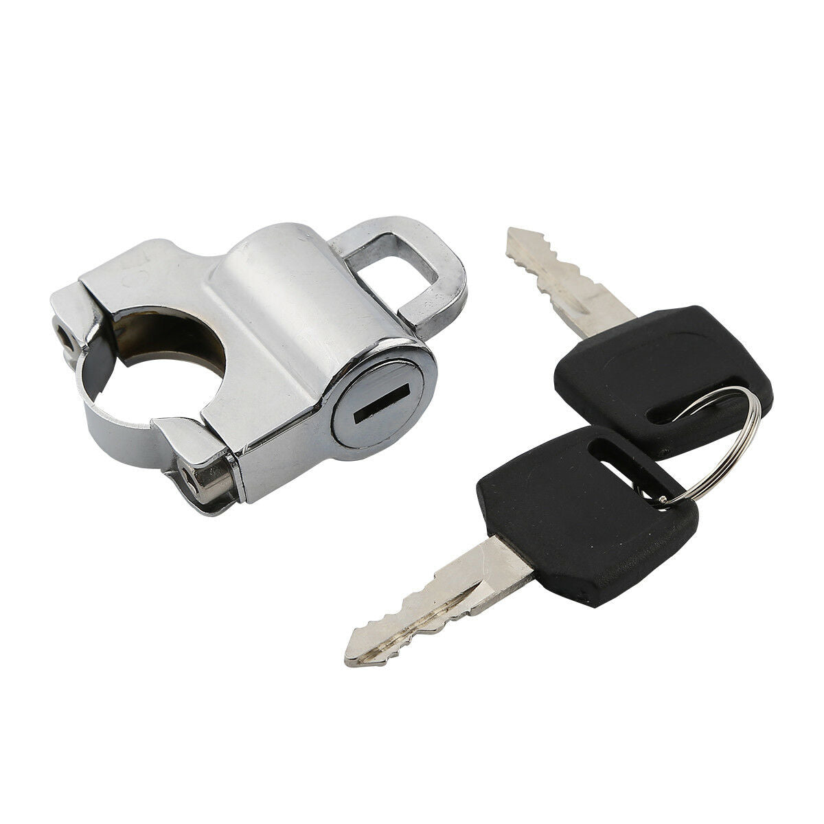 Universal Chrome Helmet Lock Fit 25mm Handlebar Hanger Hook with 2 Keys Set