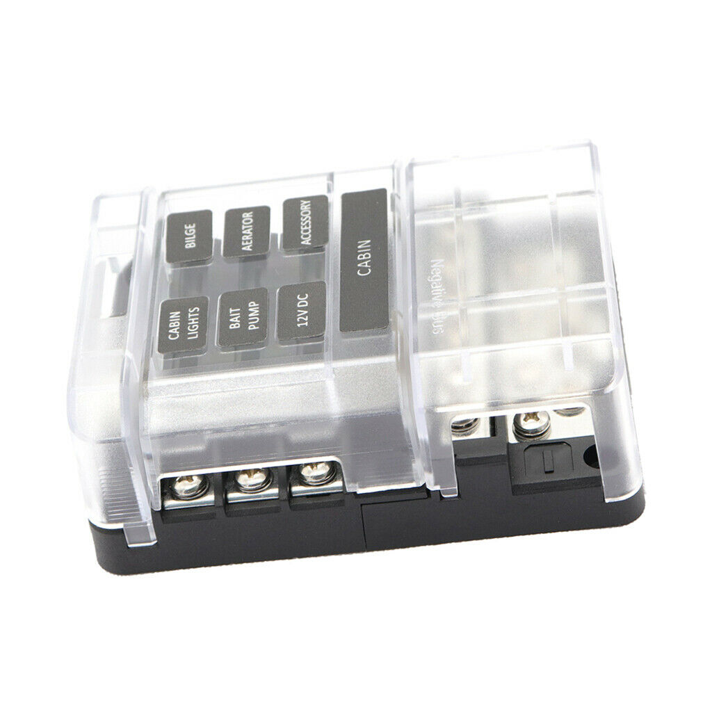 DC 32V 6 Way LED Fuse Boxes Block Holder Car Boat Automotive Auto