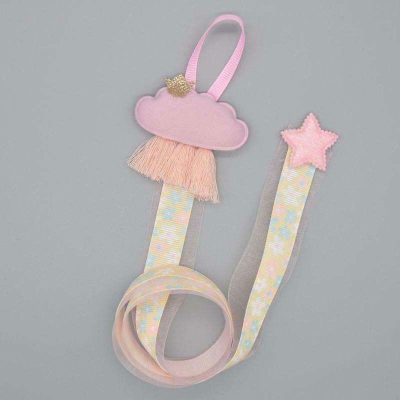 Baby Girls Ribbon Hanging Hair Bow Headband Clip Organizer Cloud Tassels Holder