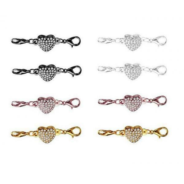 4PCS Fashion Rhinestone Heart Magnetic Clasps Jewellery DIY Bracelet Clasps