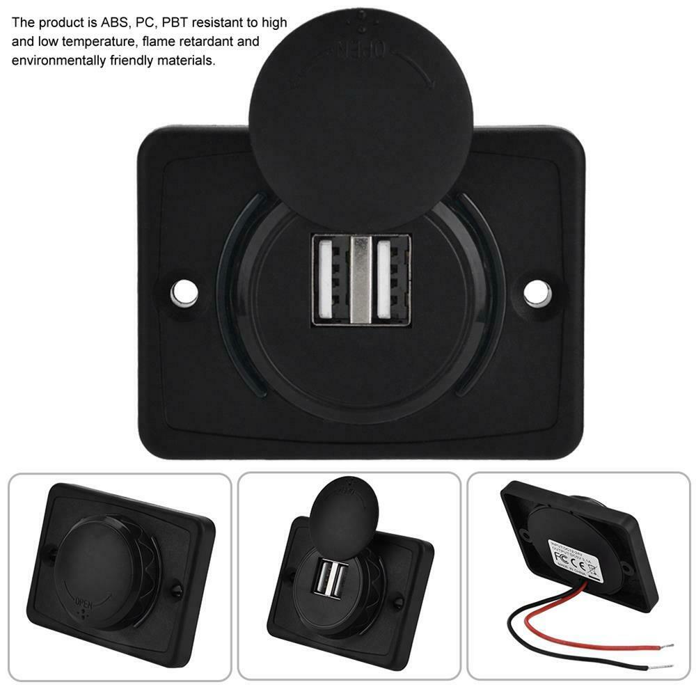 USB Car Charger 3.1A 5V Car Dual USB Port Socket Outlet 12V LED Waterproof