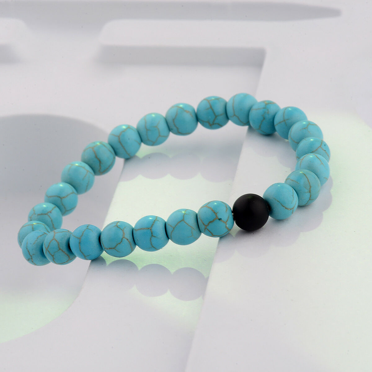 Couple His&Hers Distance Bracelets Lava Bead Turquoise Matching YinYang Jewelry
