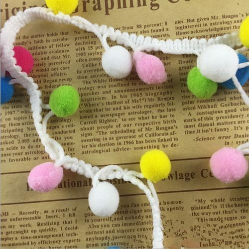 5Y Pom Pom Applique Fringe Trimming Ribbon Colorful Ball Decorated Lace Trim
