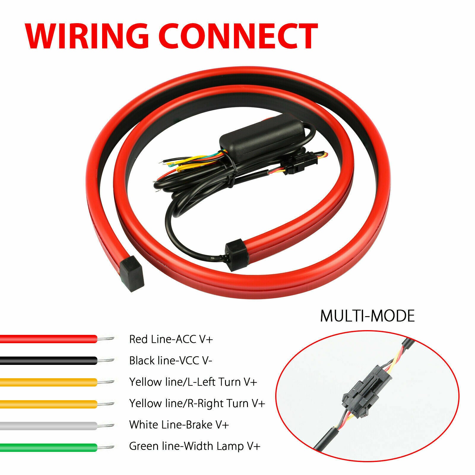 40inch Car LED Rear 3rd Stop Brake Strip Light Signal Lamp Driving Warning Turn