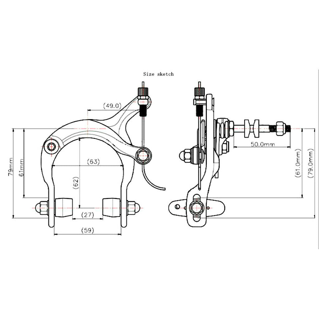 Dual Bike Side Pull C Caliper Brake Front Brake Long Arm Clamp