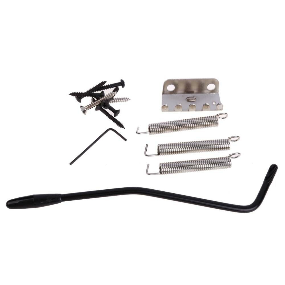 Black Electric Guitar Tremolo Bridge With Bar New 1 Set 6 Strings Parts @