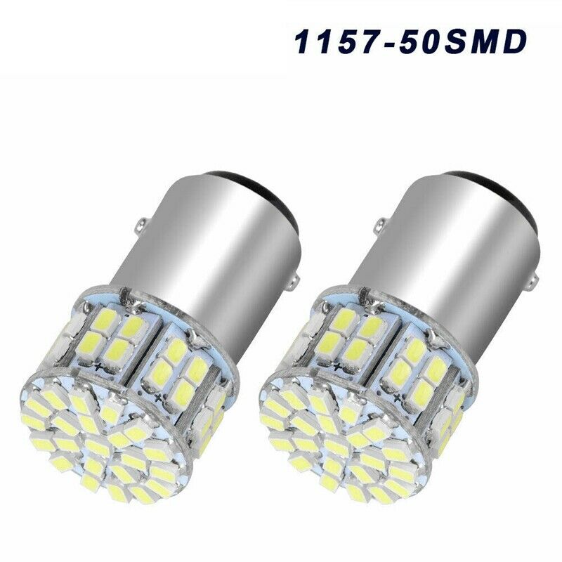 2Pcs 6000K White 1157 50SMD Tail Brake LED Lights Bulb BAY15D 12V S8O6