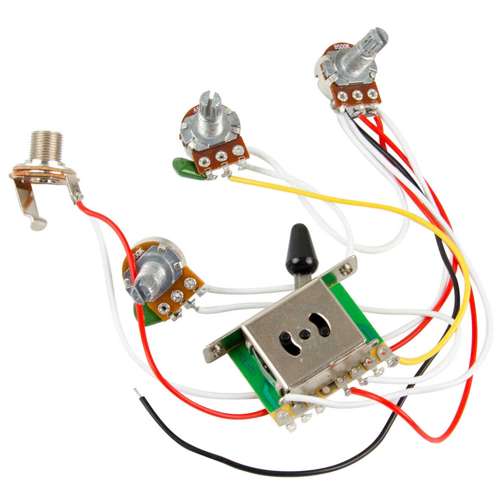 Guitar Wiring Harness Kit 5 Way Switch 1V2T 500k Pots for Fender Strat