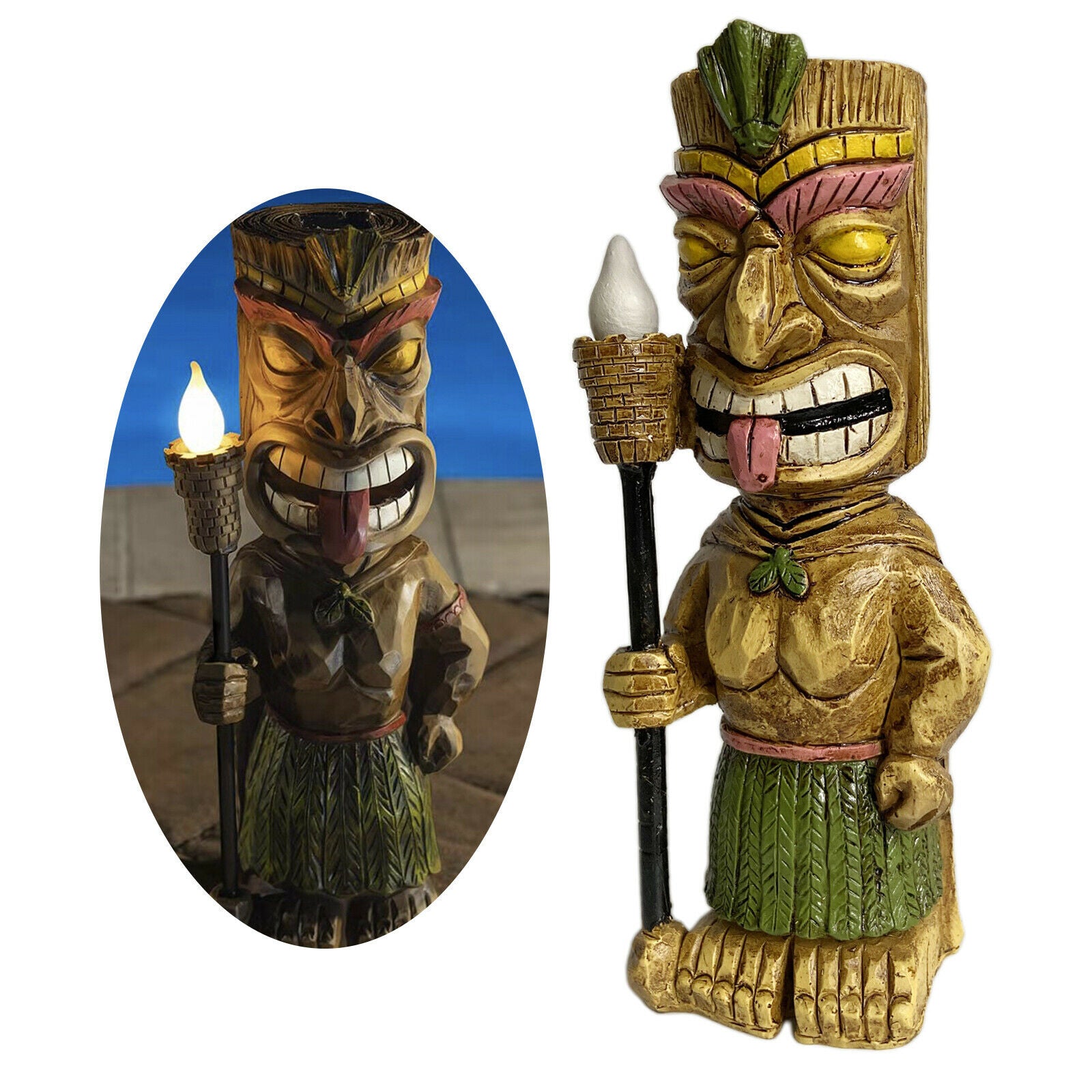 Party Time Tiki Solar Powered LED Outdoor Decor Garden Light Decorations