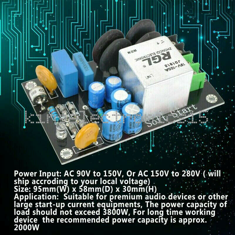 100A 220V Class A Power Amplifier Soft Start Delay Temperature Protection Board