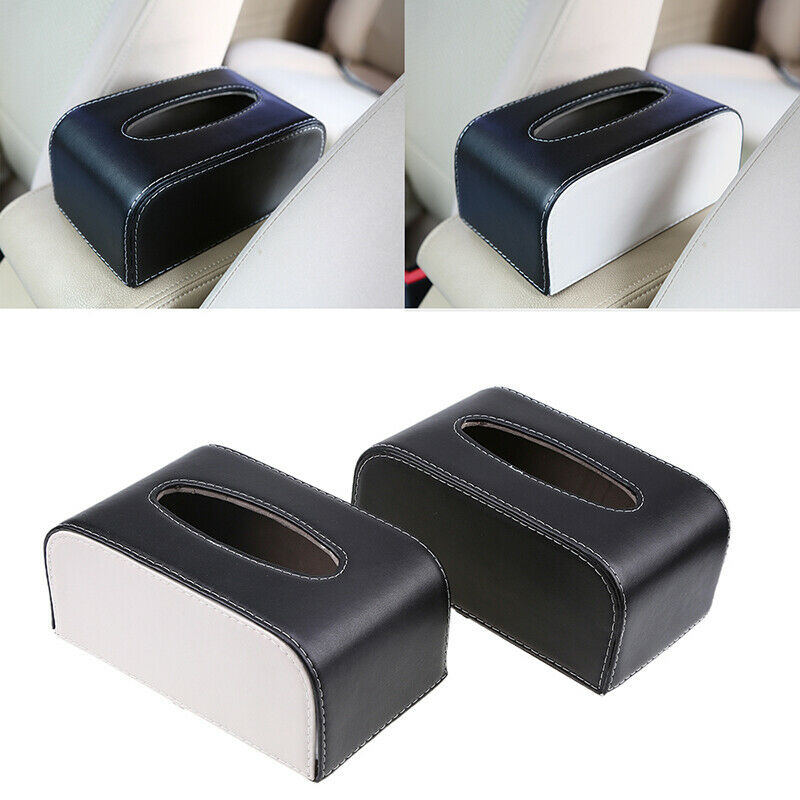 Auto Car Leather Tissue Box Paper Towel Case Cover Black Decoration Storage Case