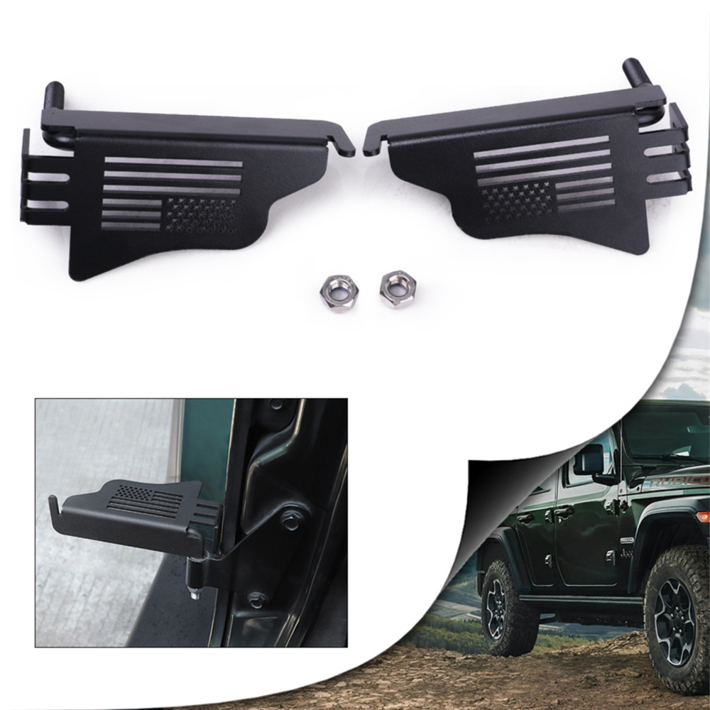 Flag Style Front Black Steel Foot Pegs Pedal for 2018-2021 Jeep Wrangler JL JLU