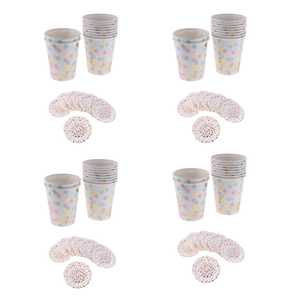 80pcs Paper Disposable Cups & Plate Tableware Dinnerware for BBQ Catering