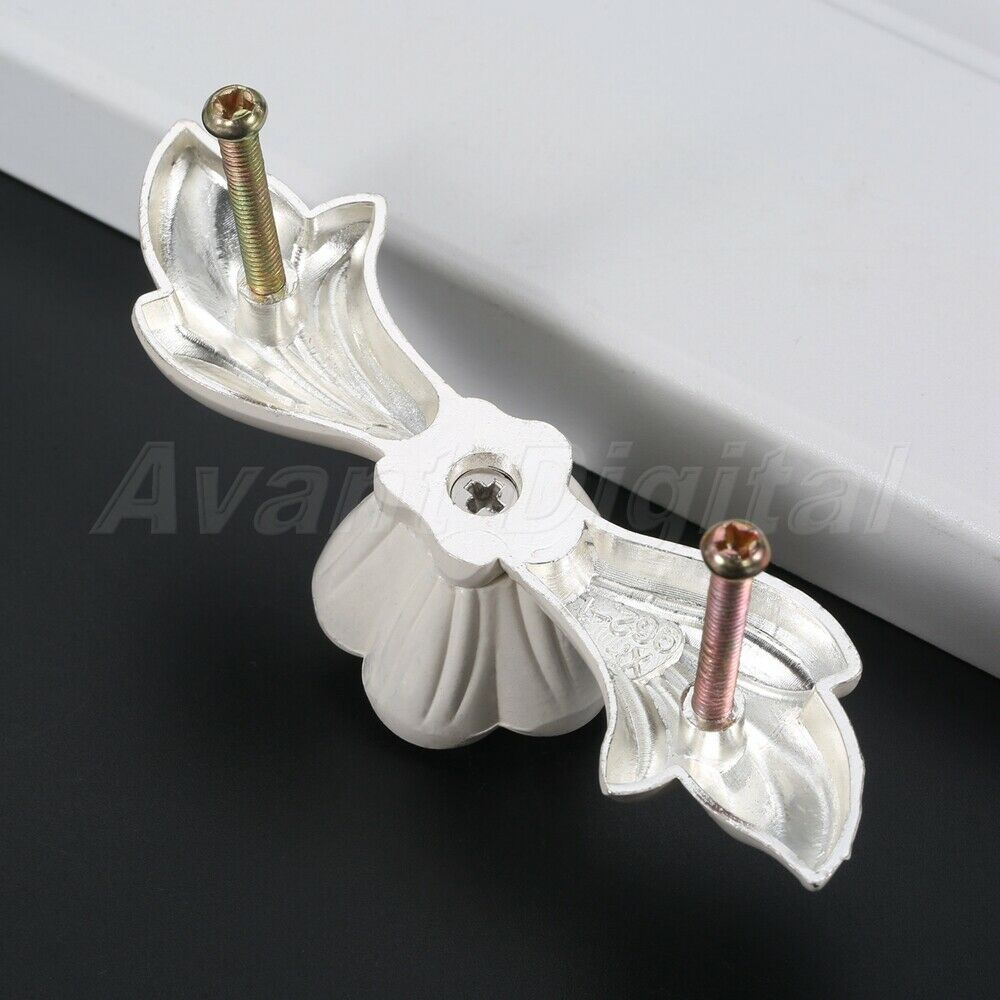 1pc White Rose Kitchen Cabinet Handles Wardrobe Cupboard Door Pulls Drawer Knobs