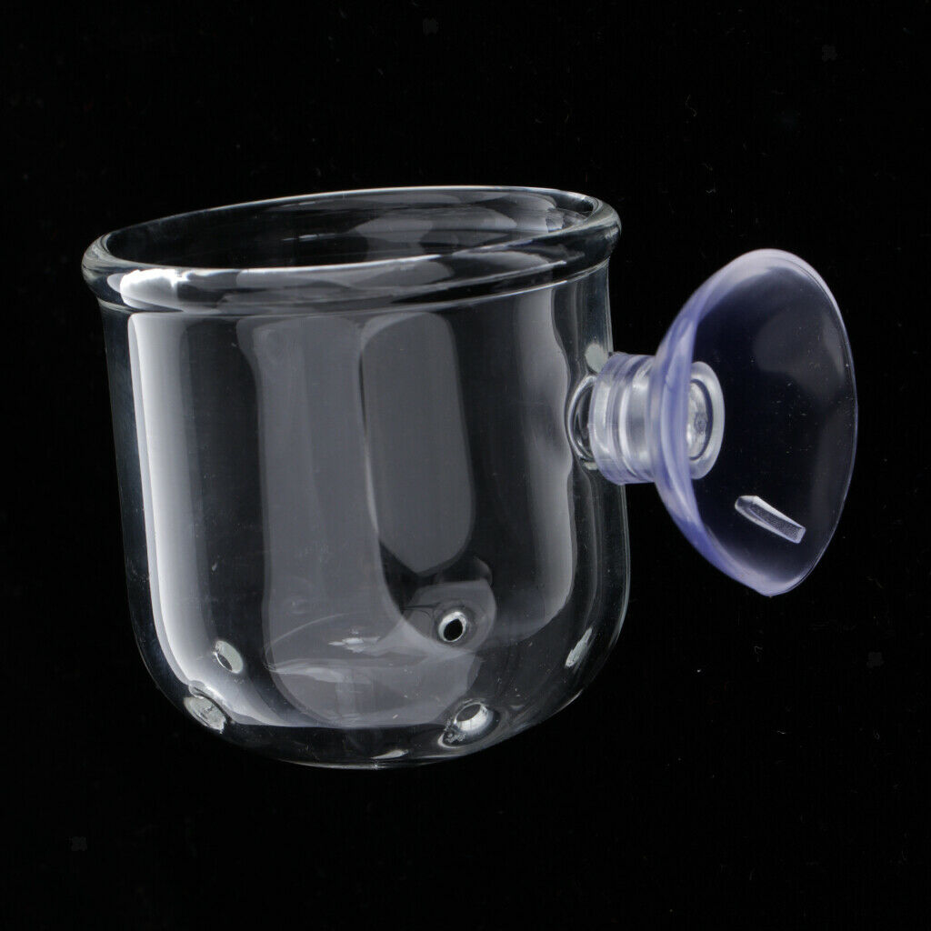 Set of 2 Fish Feeder Aquarium Clear Live Worm Bloodworm Food Feeding Cup