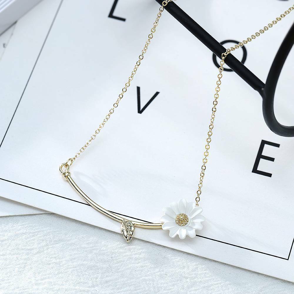 Charm Daisy Leaf Flower Pendant Necklace Choker Chain Women Jewelry Gift UK