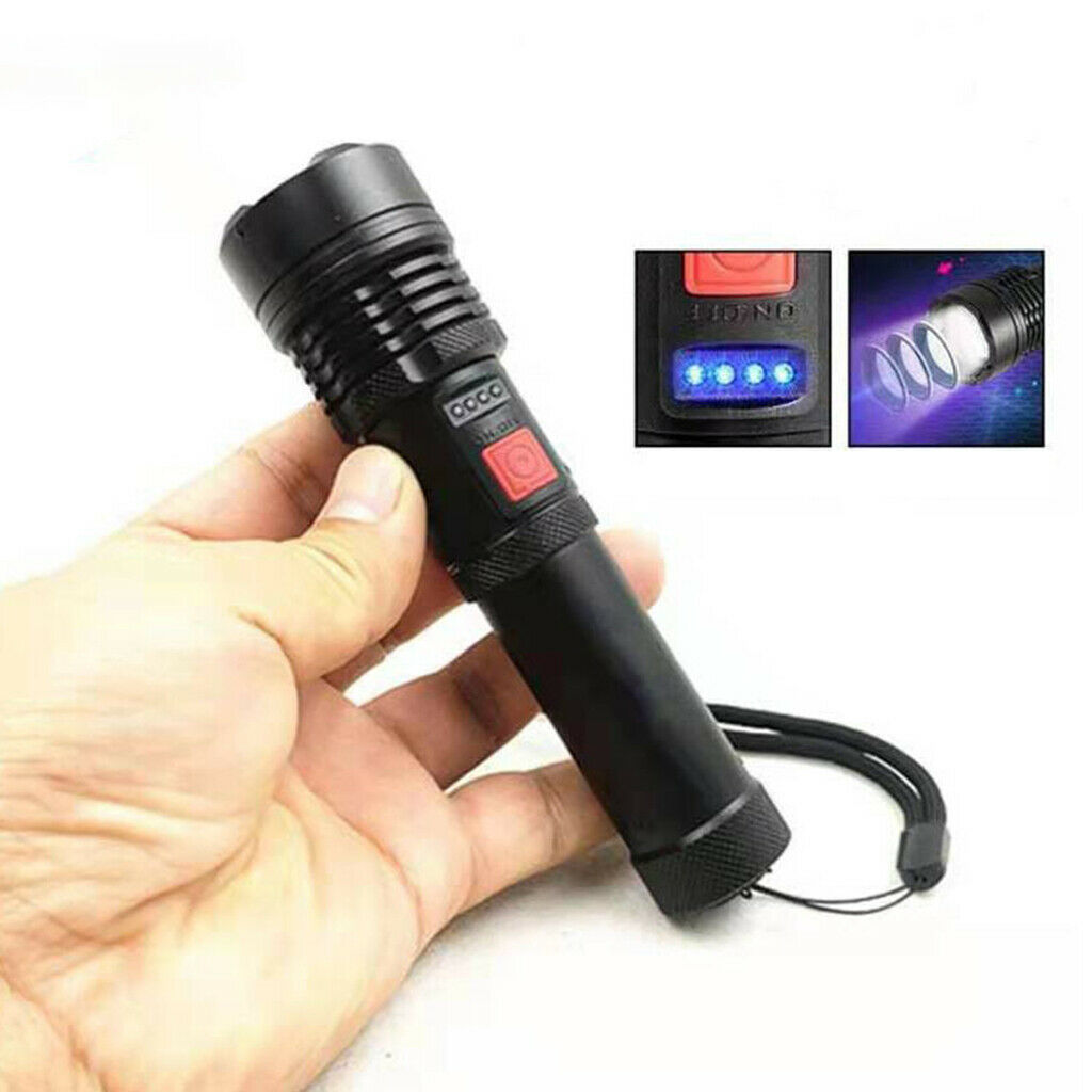 Flashlight Rechargeable Black Light with Battery Display Torch Blacklight LED