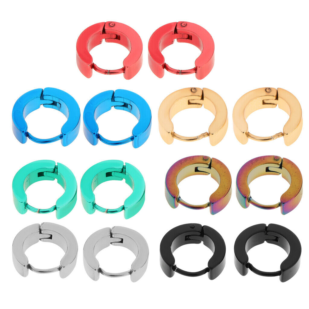 14x Multicolor Simple Huggie Hoop Earrings Men Women Party Punk Jewelry