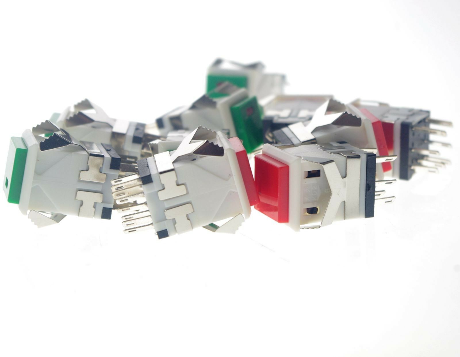 10 x Square Red Green Lamp Button Switch Push Button Switch Button Self-Locking