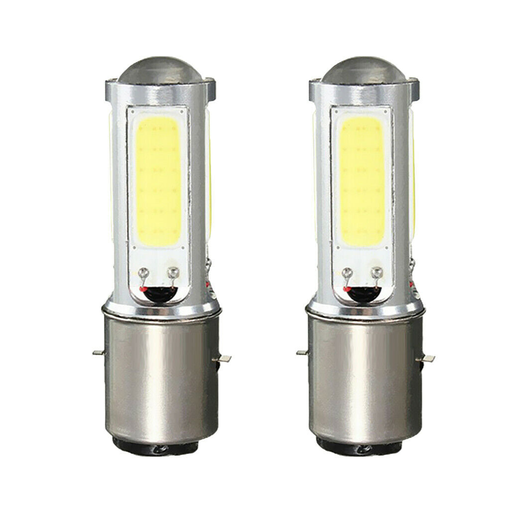 2pcs BA20D H6 4 COB LED White Bulb Light For Motorcycle Moped ATV Headlight