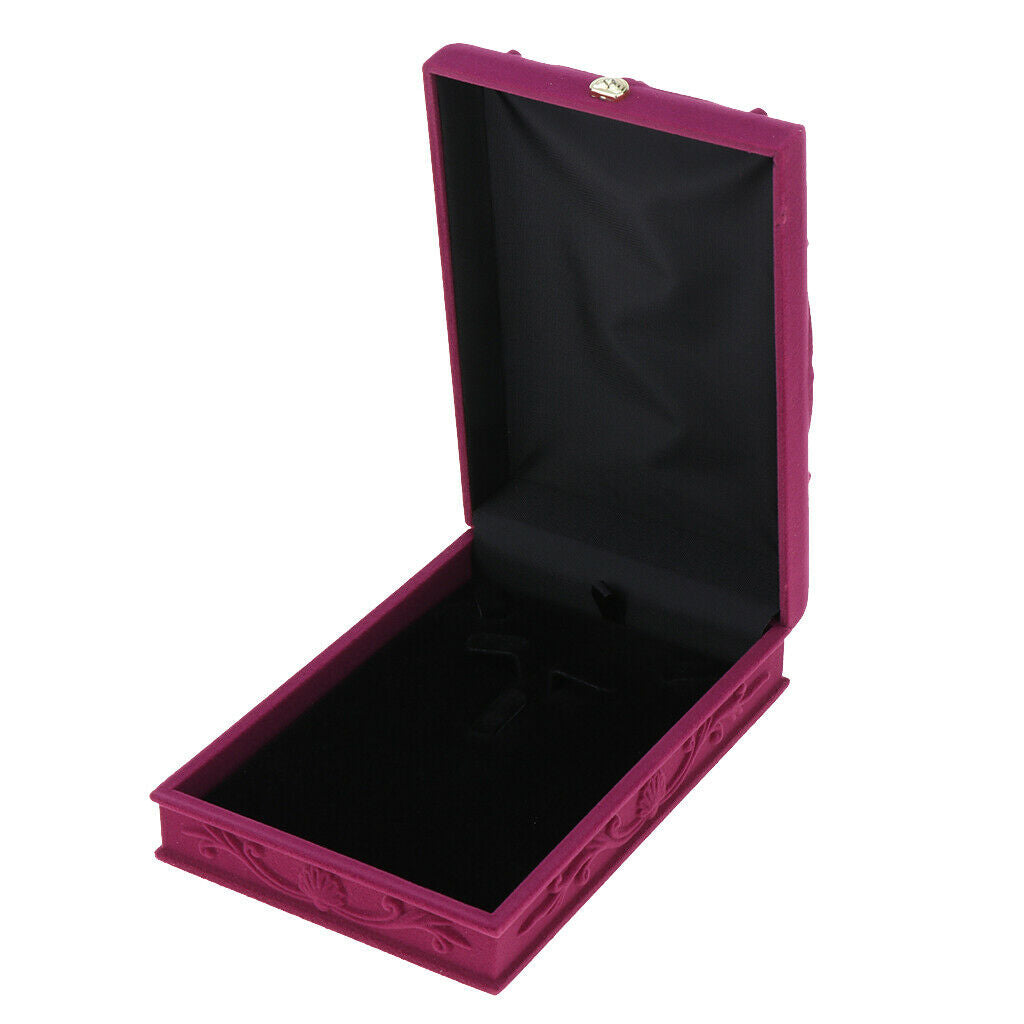Embossed Velvet Jewelry Display Organizer Case Holder Storage Box Universal