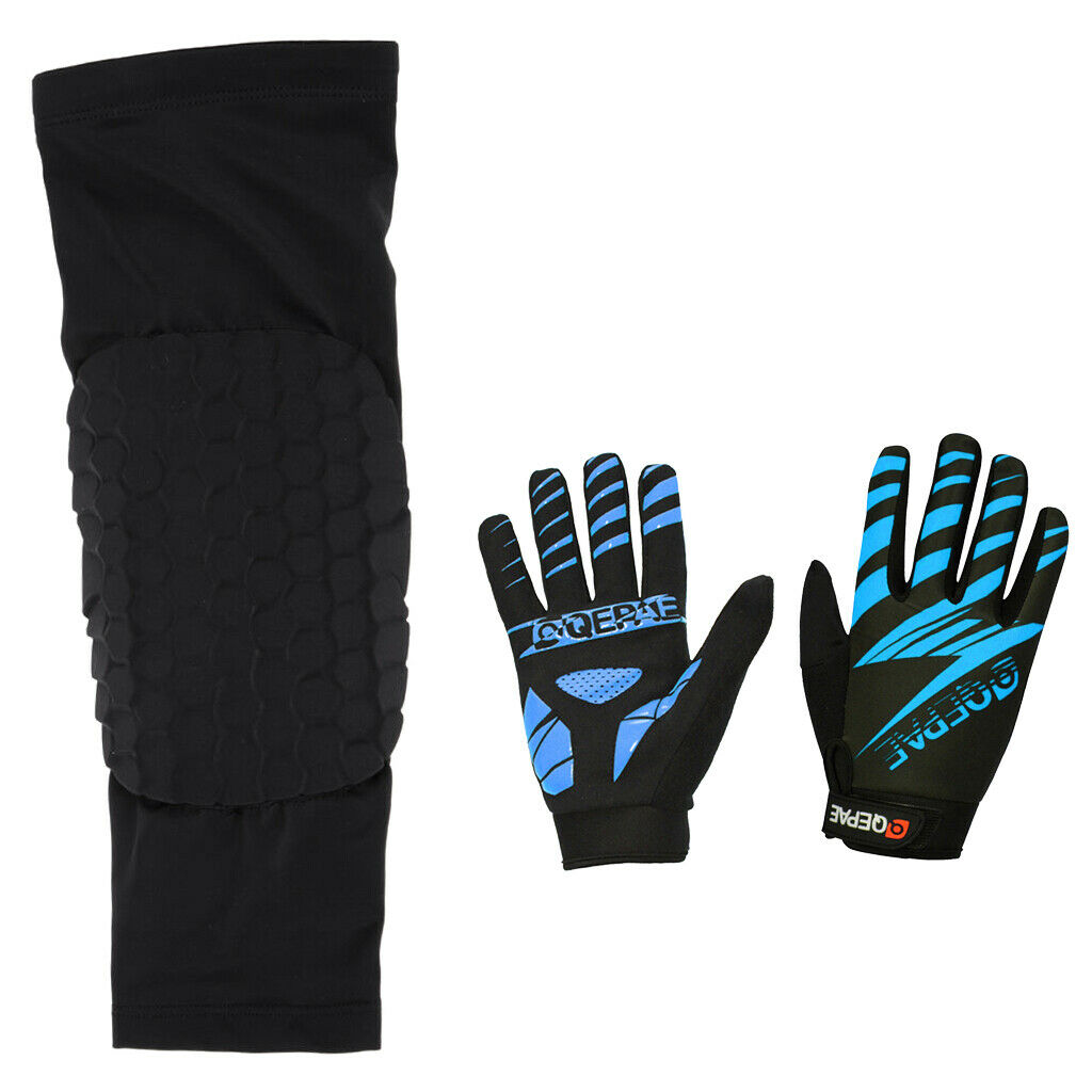 Knee Pad Protector Leg Patella Support Guard+Gel Cycling Full Finger Gloves